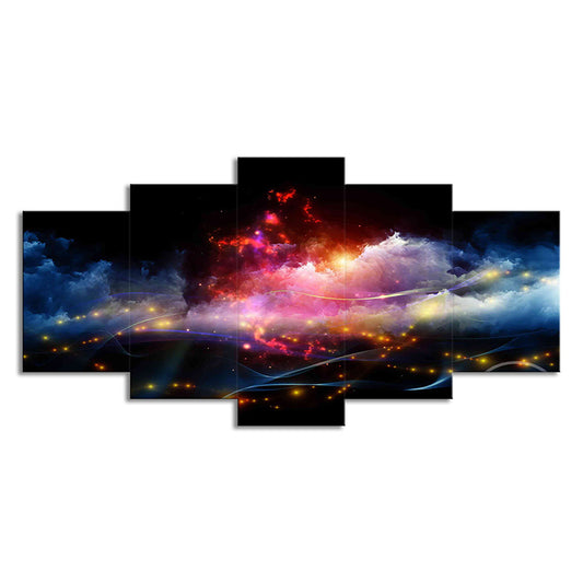 Luminous City View Canvas Print Living Room Cloudy Night Scene Wall Art in Black Clearhalo 'Art Gallery' 'Canvas Art' 'Contemporary Art Gallery' 'Modern' Arts' 1707945