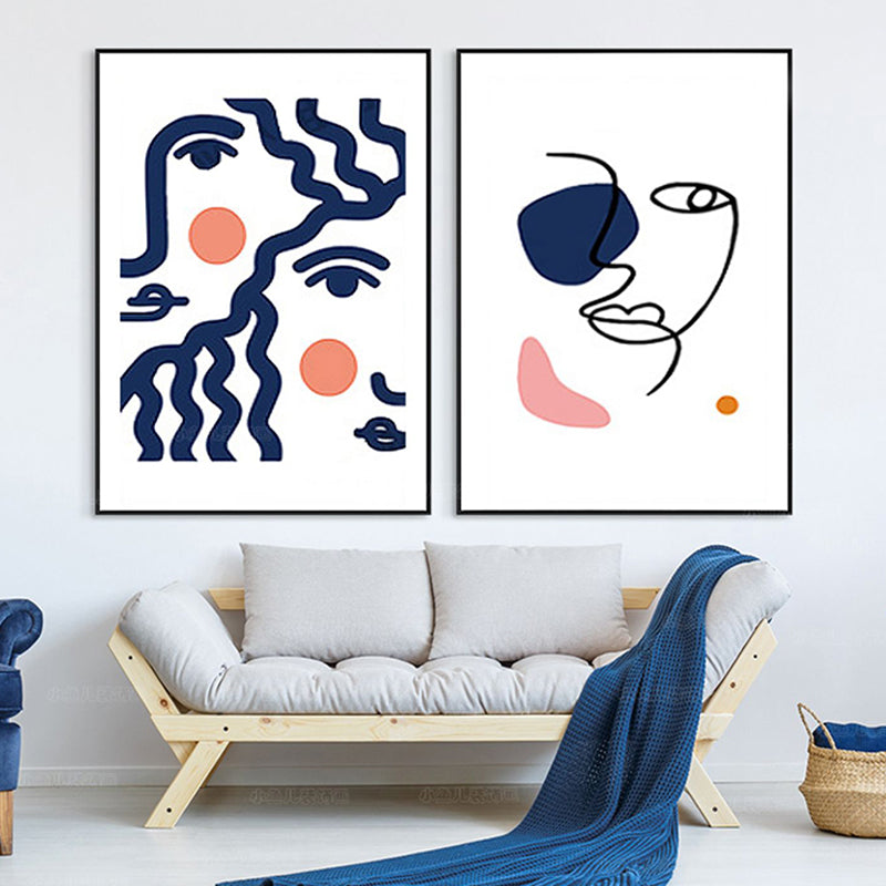 Pastel Girl Face Drawing Canvas Textured Minimalistic Wall Art Decor for Living Room Clearhalo 'Art Gallery' 'Canvas Art' 'Contemporary Art Gallery' 'Contemporary Art' 'Minimalism' 'Minimalist Art Gallery' 'Scandinavian' Arts' 1707949