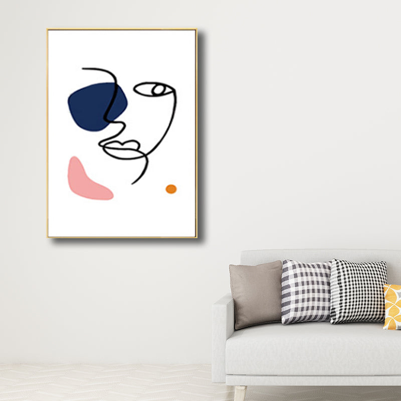 Pastel Girl Face Drawing Canvas Textured Minimalistic Wall Art Decor for Living Room White Clearhalo 'Art Gallery' 'Canvas Art' 'Contemporary Art Gallery' 'Contemporary Art' 'Minimalism' 'Minimalist Art Gallery' 'Scandinavian' Arts' 1707950