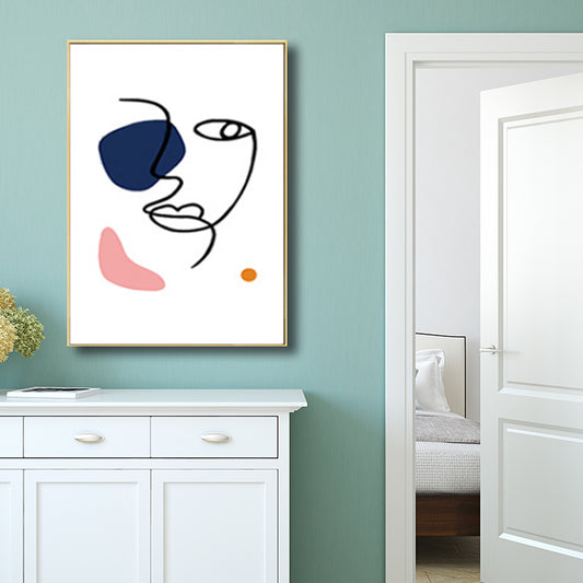 Pastel Girl Face Drawing Canvas Textured Minimalistic Wall Art Decor for Living Room Clearhalo 'Art Gallery' 'Canvas Art' 'Contemporary Art Gallery' 'Contemporary Art' 'Minimalism' 'Minimalist Art Gallery' 'Scandinavian' Arts' 1707951