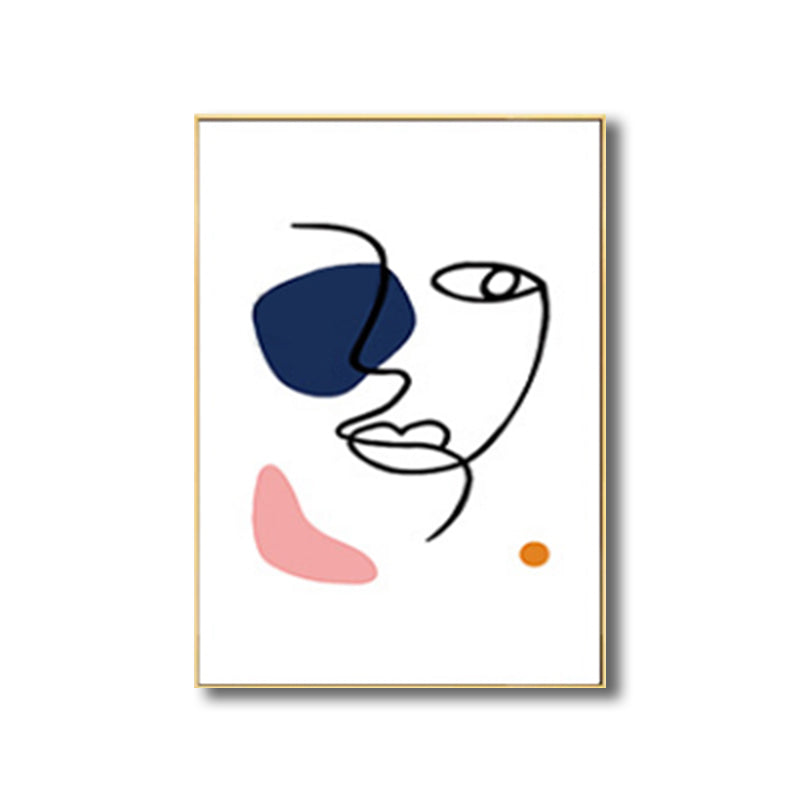 Pastel Girl Face Drawing Canvas Textured Minimalistic Wall Art Decor for Living Room Clearhalo 'Art Gallery' 'Canvas Art' 'Contemporary Art Gallery' 'Contemporary Art' 'Minimalism' 'Minimalist Art Gallery' 'Scandinavian' Arts' 1707952