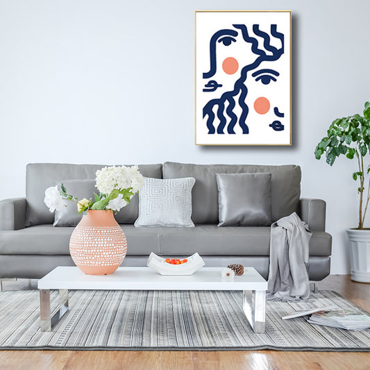 Pastel Girl Face Drawing Canvas Textured Minimalistic Wall Art Decor for Living Room Clearhalo 'Art Gallery' 'Canvas Art' 'Contemporary Art Gallery' 'Contemporary Art' 'Minimalism' 'Minimalist Art Gallery' 'Scandinavian' Arts' 1707961
