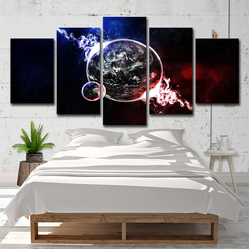 Multi-Piece Smoky Planet Canvas Print Kids Style Wall Art for Children Bedroom Clearhalo 'Art Gallery' 'Canvas Art' 'Kids' Arts' 1707966