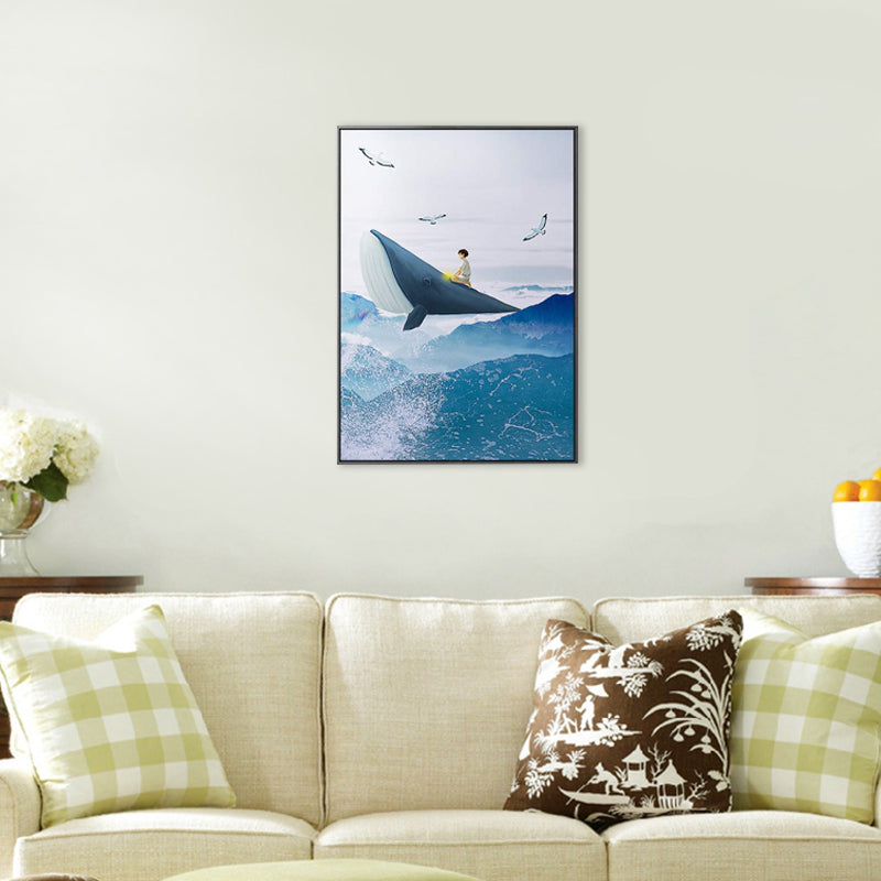 Colossal Sea and Kid Painting for Children Bedroom in Blue, Multiple Sizes Options Clearhalo 'Art Gallery' 'Canvas Art' 'Kids' Arts' 1707982
