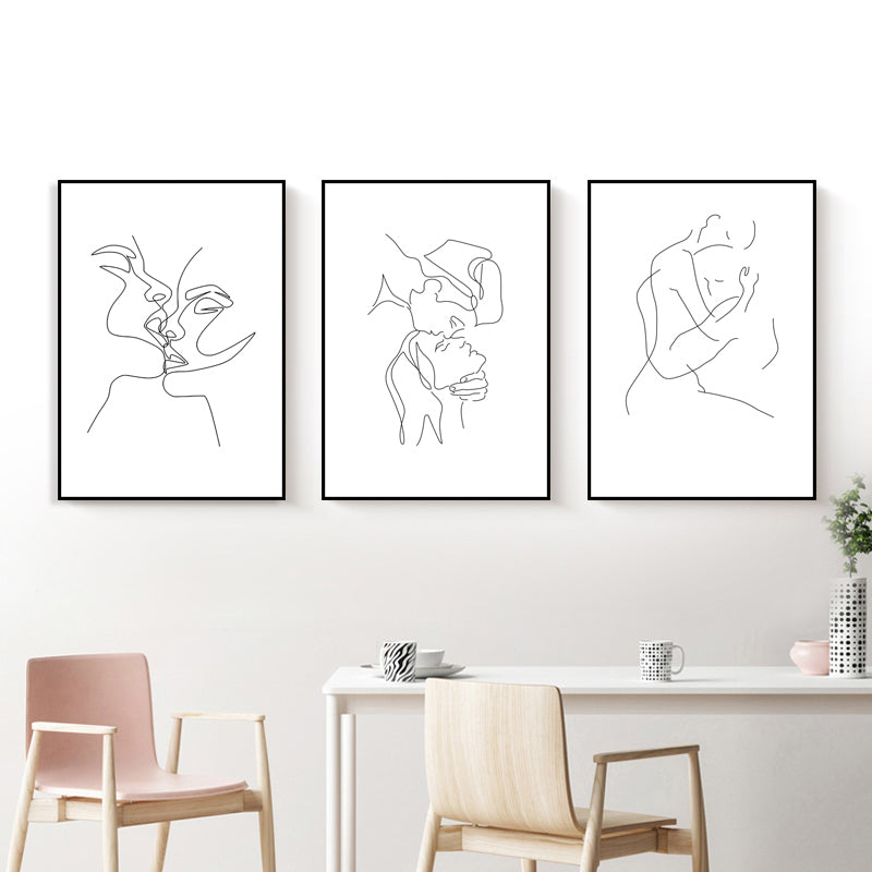 Pencil Line Drawing Wall Art in Black and White Canvas Print Wall Decor, Textured Clearhalo 'Art Gallery' 'Canvas Art' 'Contemporary Art Gallery' 'Contemporary Art' 'Minimalism' 'Minimalist Art Gallery' 'Scandinavian' Arts' 1707987