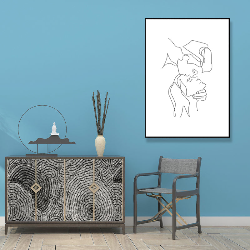 Pencil Line Drawing Wall Art in Black and White Canvas Print Wall Decor, Textured White Design 1 Clearhalo 'Art Gallery' 'Canvas Art' 'Contemporary Art Gallery' 'Contemporary Art' 'Minimalism' 'Minimalist Art Gallery' 'Scandinavian' Arts' 1707988