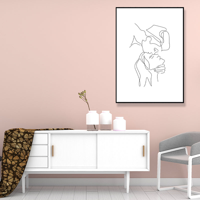 Pencil Line Drawing Wall Art in Black and White Canvas Print Wall Decor, Textured Clearhalo 'Art Gallery' 'Canvas Art' 'Contemporary Art Gallery' 'Contemporary Art' 'Minimalism' 'Minimalist Art Gallery' 'Scandinavian' Arts' 1707989