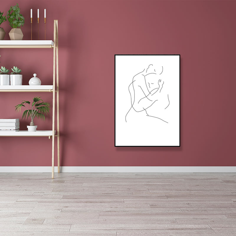 Pencil Line Drawing Wall Art in Black and White Canvas Print Wall Decor, Textured White Design 2 Clearhalo 'Art Gallery' 'Canvas Art' 'Contemporary Art Gallery' 'Contemporary Art' 'Minimalism' 'Minimalist Art Gallery' 'Scandinavian' Arts' 1707994