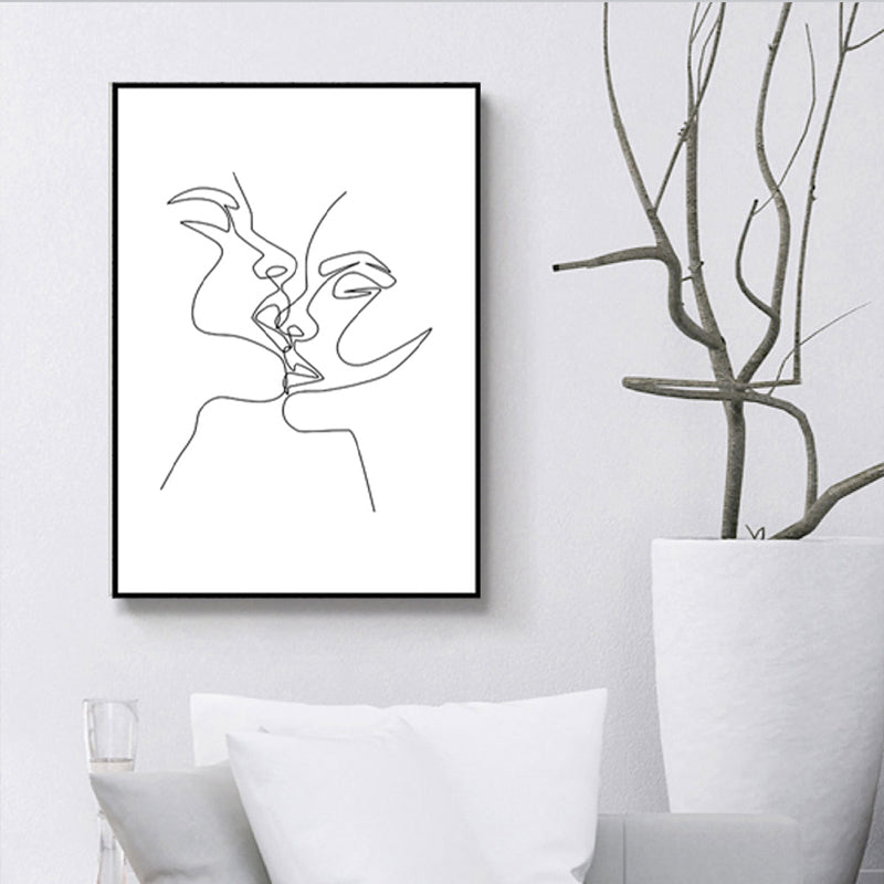 Pencil Line Drawing Wall Art in Black and White Canvas Print Wall Decor, Textured White Design 3 Clearhalo 'Art Gallery' 'Canvas Art' 'Contemporary Art Gallery' 'Contemporary Art' 'Minimalism' 'Minimalist Art Gallery' 'Scandinavian' Arts' 1707998