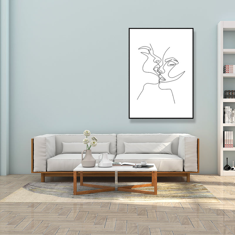 Pencil Line Drawing Wall Art in Black and White Canvas Print Wall Decor, Textured Clearhalo 'Art Gallery' 'Canvas Art' 'Contemporary Art Gallery' 'Contemporary Art' 'Minimalism' 'Minimalist Art Gallery' 'Scandinavian' Arts' 1708000