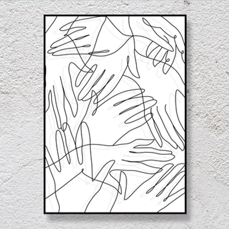 Pencil Line Drawing Wall Art in Black and White Canvas Print Wall Decor, Textured White Design 4 Clearhalo 'Art Gallery' 'Canvas Art' 'Contemporary Art Gallery' 'Contemporary Art' 'Minimalism' 'Minimalist Art Gallery' 'Scandinavian' Arts' 1708002