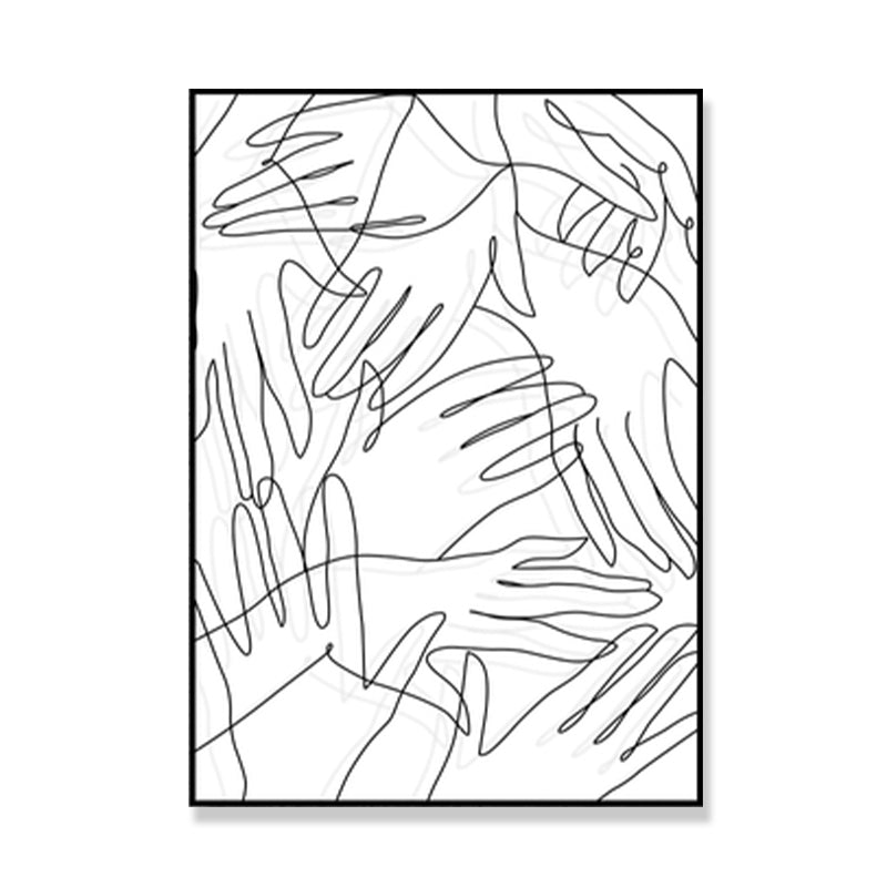 Pencil Line Drawing Wall Art in Black and White Canvas Print Wall Decor, Textured Clearhalo 'Art Gallery' 'Canvas Art' 'Contemporary Art Gallery' 'Contemporary Art' 'Minimalism' 'Minimalist Art Gallery' 'Scandinavian' Arts' 1708005