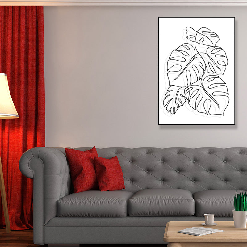 Pencil Line Drawing Wall Art in Black and White Canvas Print Wall Decor, Textured Clearhalo 'Art Gallery' 'Canvas Art' 'Contemporary Art Gallery' 'Contemporary Art' 'Minimalism' 'Minimalist Art Gallery' 'Scandinavian' Arts' 1708007