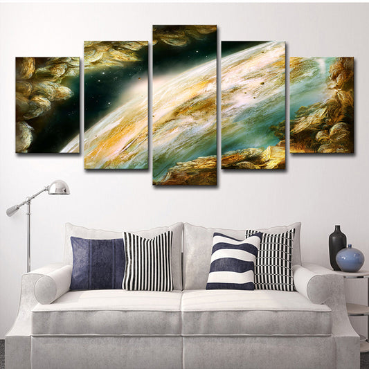 Sci-Fi Earth Surface Wall Art Decor Green Multi-Piece Canvas Print for Living Room Green Clearhalo 'Art Gallery' 'Canvas Art' 'Kids' Arts' 1708010