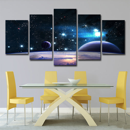 Universe Star and Planet Canvas Art Black Multi-Piece Wall Decor for House Interior Clearhalo 'Art Gallery' 'Canvas Art' 'Kids' Arts' 1708038