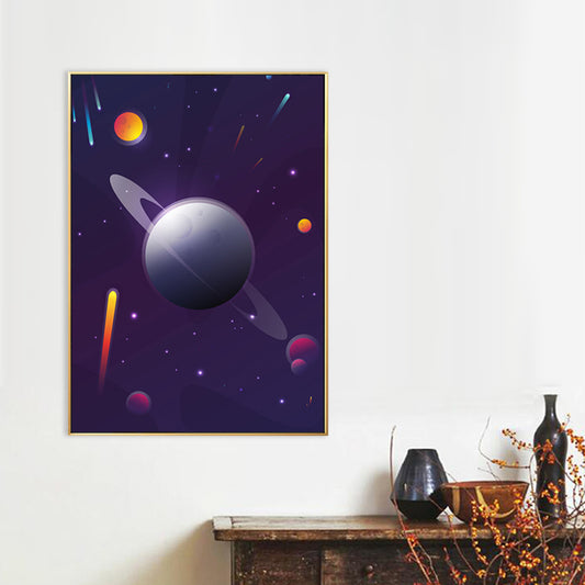 Kids Style Outer Space Painting Canvas Textured Soft Color Wall Decor for Bathroom Purple Clearhalo 'Art Gallery' 'Canvas Art' 'Kids' Arts' 1708043