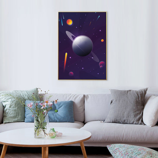 Kids Style Outer Space Painting Canvas Textured Soft Color Wall Decor for Bathroom Clearhalo 'Art Gallery' 'Canvas Art' 'Kids' Arts' 1708044