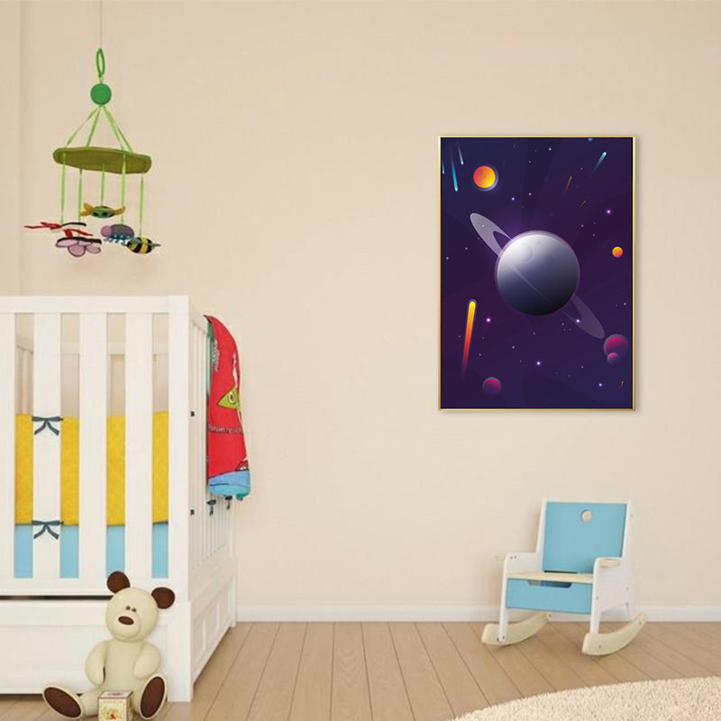 Kids Style Outer Space Painting Canvas Textured Soft Color Wall Decor for Bathroom Clearhalo 'Art Gallery' 'Canvas Art' 'Kids' Arts' 1708045
