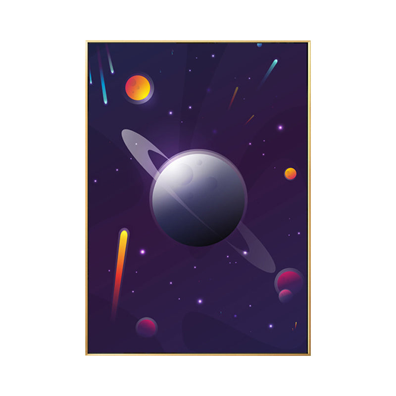 Kids Style Outer Space Painting Canvas Textured Soft Color Wall Decor for Bathroom Clearhalo 'Art Gallery' 'Canvas Art' 'Kids' Arts' 1708046