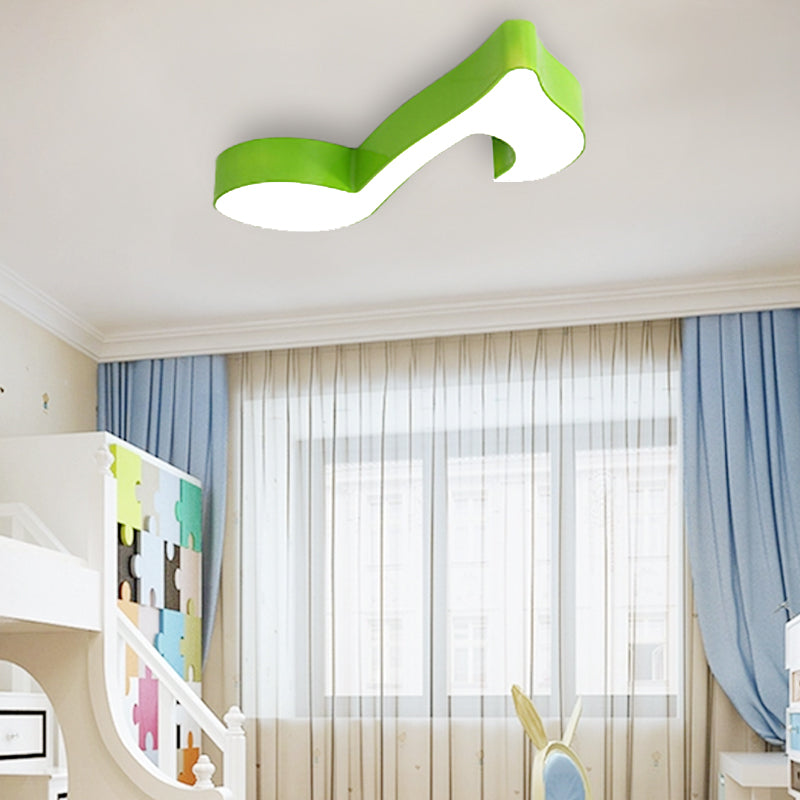 Musical Note Classroom Flush Ceiling Light Metal Lovely Bright-Colored Ceiling Lamp Green C 26" Clearhalo 'Ceiling Lights' 'Close To Ceiling Lights' 'Close to ceiling' 'Flush mount' Lighting' 170805