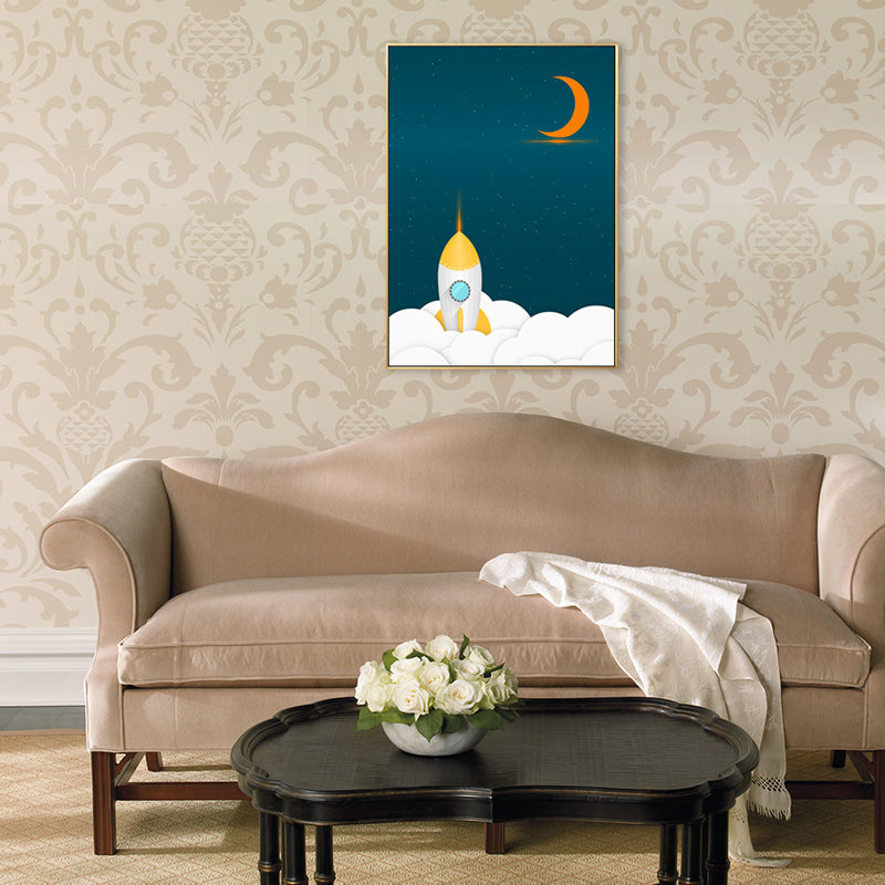 Kids Style Outer Space Painting Canvas Textured Soft Color Wall Decor for Bathroom Clearhalo 'Art Gallery' 'Canvas Art' 'Kids' Arts' 1708051