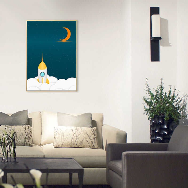 Kids Style Outer Space Painting Canvas Textured Soft Color Wall Decor for Bathroom Clearhalo 'Art Gallery' 'Canvas Art' 'Kids' Arts' 1708052