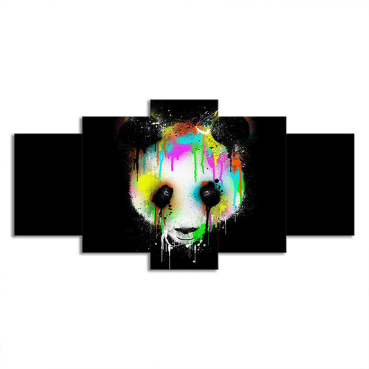 Digital-Print Melting Panda Canvas Wall Art for Childrens Bedroom, Black and White Clearhalo 'Art Gallery' 'Canvas Art' 'Contemporary Art Gallery' 'Modern' Arts' 1708071