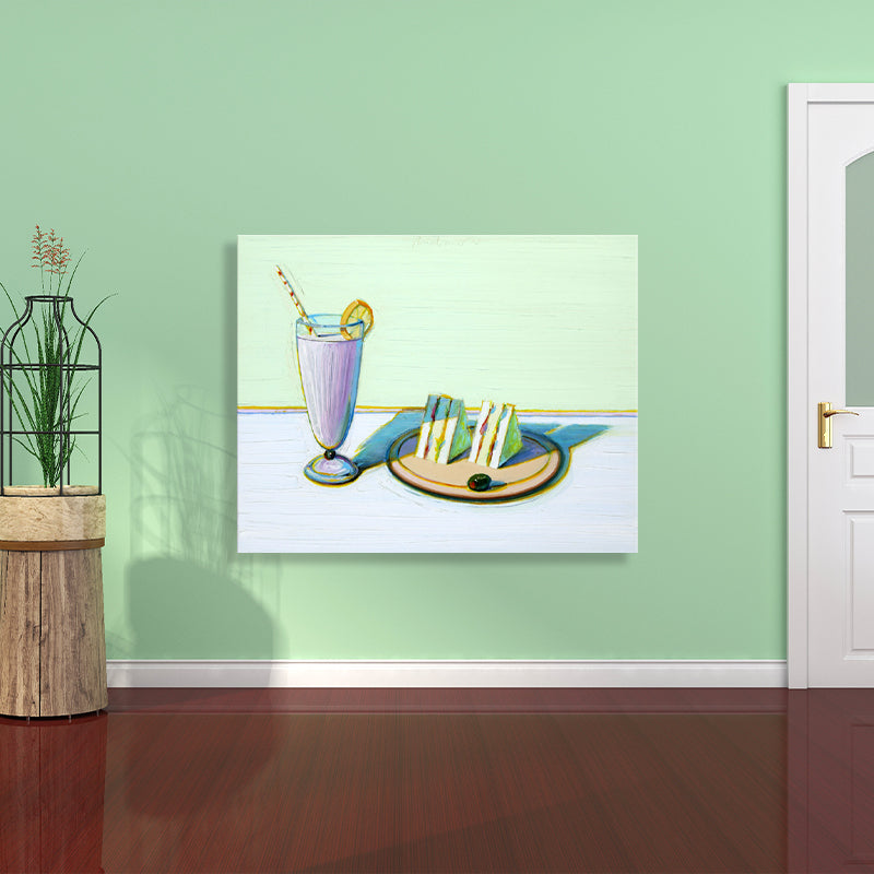 Beverage and Cakes Painting Traditional Style Canvas Textured Wall Decor in Green Clearhalo 'Art Gallery' 'Canvas Art' 'Traditional' Arts' 1708083