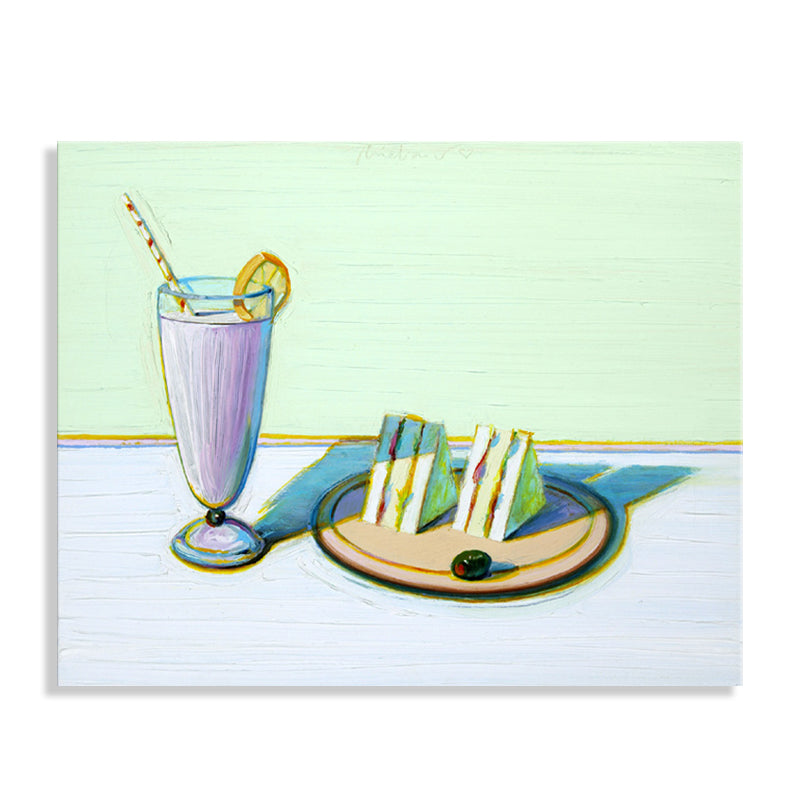 Beverage and Cakes Painting Traditional Style Canvas Textured Wall Decor in Green Clearhalo 'Art Gallery' 'Canvas Art' 'Traditional' Arts' 1708084