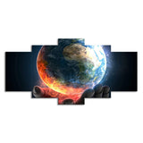 Earth in Hand Wall Art Multi-Piece Science Fiction Sitting Room Canvas Print in Orange Clearhalo 'Art Gallery' 'Canvas Art' 'Kids' Arts' 1708098