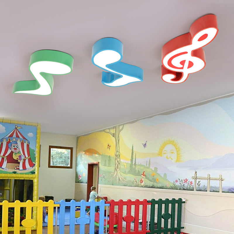 Musical Note Classroom Flush Ceiling Light Metal Lovely Bright-Colored Ceiling Lamp Clearhalo 'Ceiling Lights' 'Close To Ceiling Lights' 'Close to ceiling' 'Flush mount' Lighting' 170810