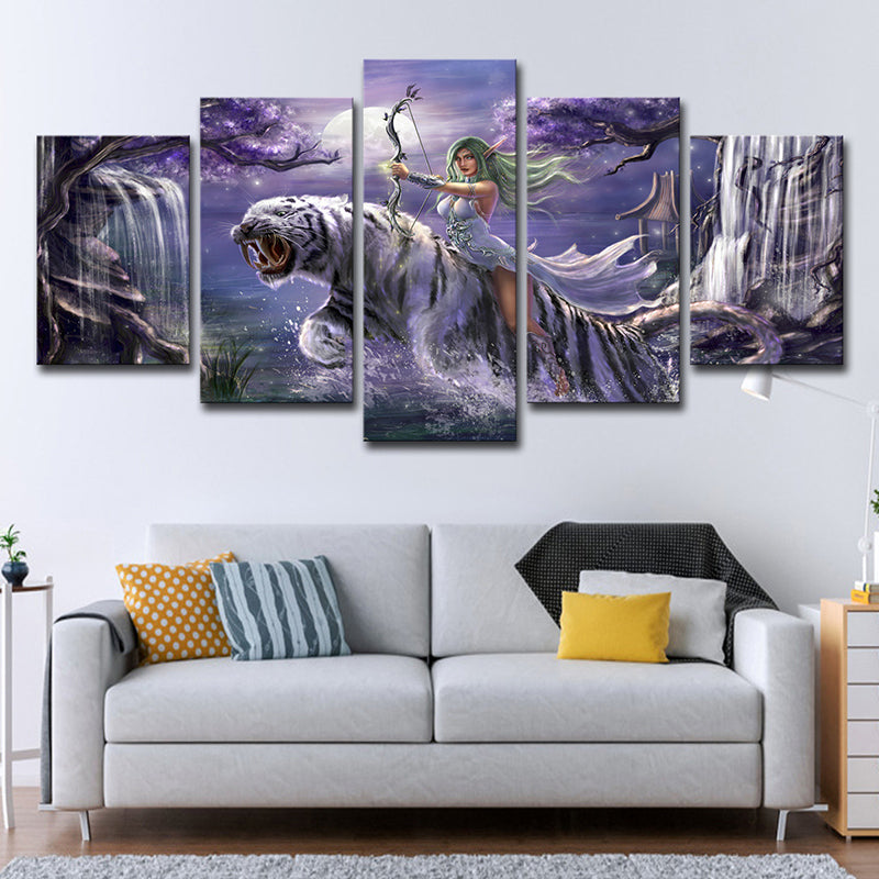 Kid Animal Game Character Canvas Purple Teenage Bedroom Wall Art, Multi-Piece Purple Clearhalo 'Art Gallery' 'Canvas Art' 'Kids' Arts' 1708102