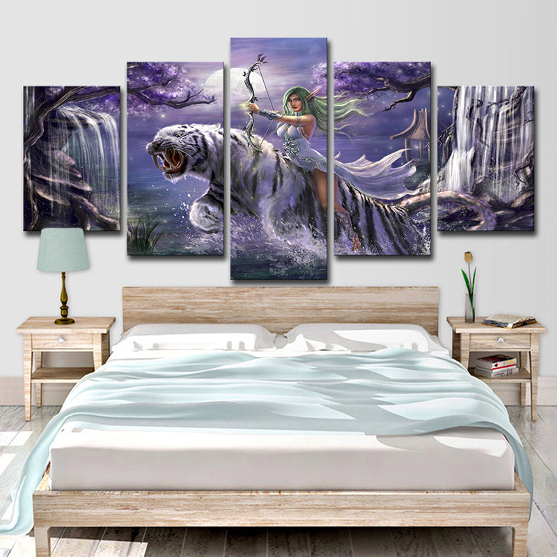 Kid Animal Game Character Canvas Purple Teenage Bedroom Wall Art, Multi-Piece Clearhalo 'Art Gallery' 'Canvas Art' 'Kids' Arts' 1708103