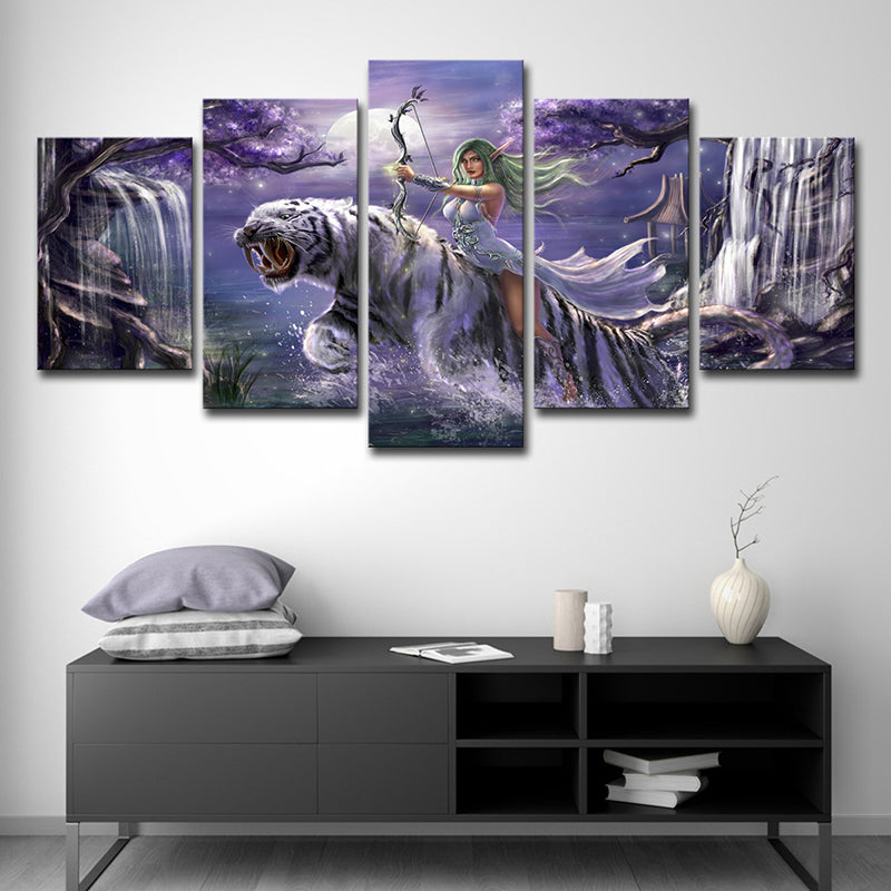 Kid Animal Game Character Canvas Purple Teenage Bedroom Wall Art, Multi-Piece Clearhalo 'Art Gallery' 'Canvas Art' 'Kids' Arts' 1708104