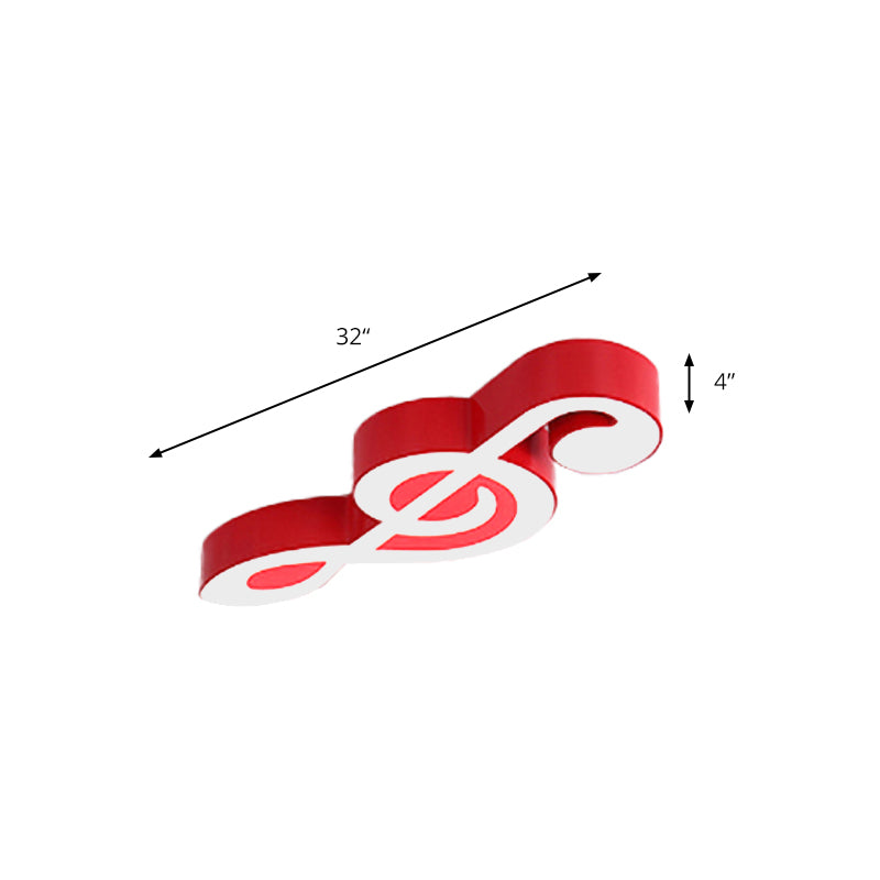 Musical Note Classroom Flush Ceiling Light Metal Lovely Bright-Colored Ceiling Lamp Clearhalo 'Ceiling Lights' 'Close To Ceiling Lights' 'Close to ceiling' 'Flush mount' Lighting' 170812