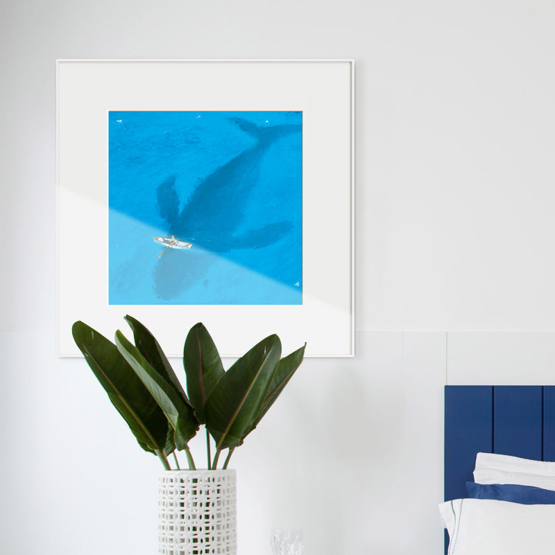 Blue Dolphin and Boat Canvas Textured Tropical Dining Room Wall Decor, Multiple Sizes Clearhalo 'Art Gallery' 'Canvas Art' 'Coastal Art Gallery' 'Tropical' Arts' 1708128