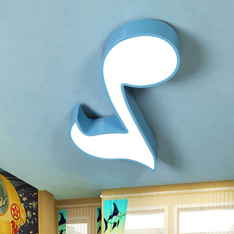 Musical Note Classroom Flush Ceiling Light Metal Lovely Bright-Colored Ceiling Lamp Blue A 22" Clearhalo 'Ceiling Lights' 'Close To Ceiling Lights' 'Close to ceiling' 'Flush mount' Lighting' 170814