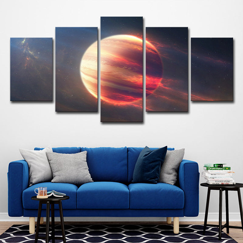 Mars Sphere Wall Art Print Multi-Piece Fictional Living Room Canvas in Red and Black Clearhalo 'Art Gallery' 'Canvas Art' 'Kids' Arts' 1708214