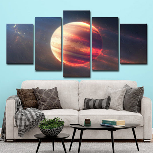 Mars Sphere Wall Art Print Multi-Piece Fictional Living Room Canvas in Red and Black Clearhalo 'Art Gallery' 'Canvas Art' 'Kids' Arts' 1708215