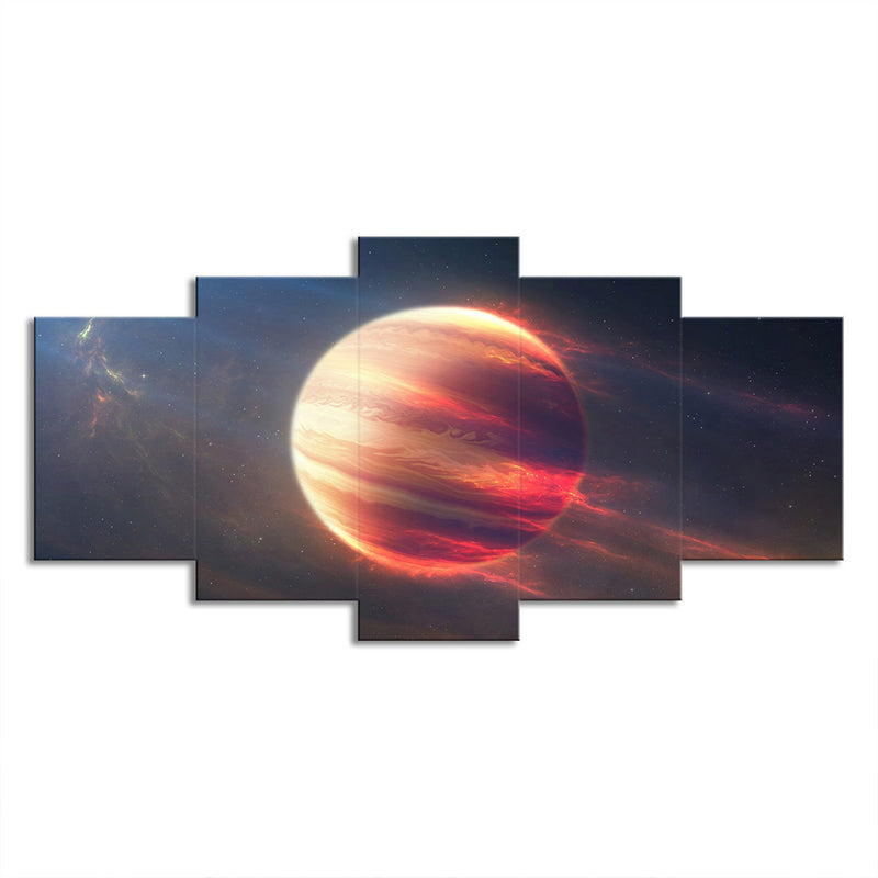 Mars Sphere Wall Art Print Multi-Piece Fictional Living Room Canvas in Red and Black Clearhalo 'Art Gallery' 'Canvas Art' 'Kids' Arts' 1708216