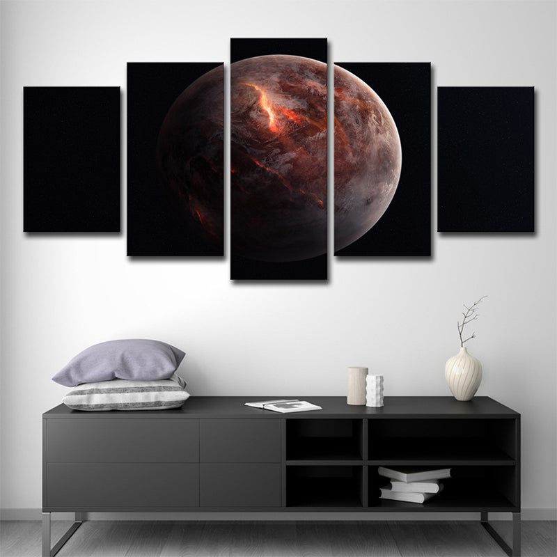 Red Planet Sphere Canvas Print Outer Space Fictional Multi-Piece Wall Art for Bedroom Red Clearhalo 'Art Gallery' 'Canvas Art' 'Kids' Arts' 1708220