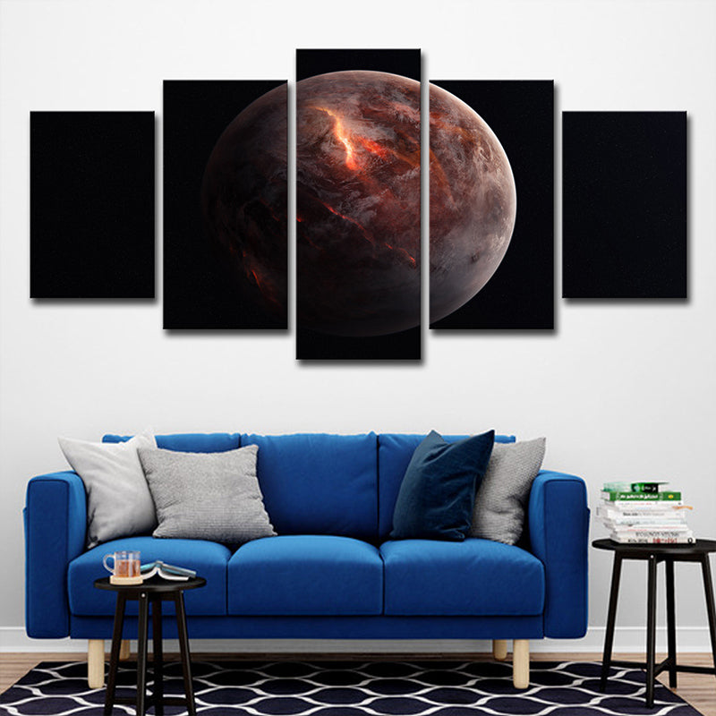 Red Planet Sphere Canvas Print Outer Space Fictional Multi-Piece Wall Art for Bedroom Clearhalo 'Art Gallery' 'Canvas Art' 'Kids' Arts' 1708221