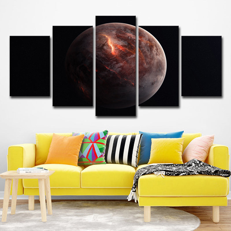 Red Planet Sphere Canvas Print Outer Space Fictional Multi-Piece Wall Art for Bedroom Clearhalo 'Art Gallery' 'Canvas Art' 'Kids' Arts' 1708222