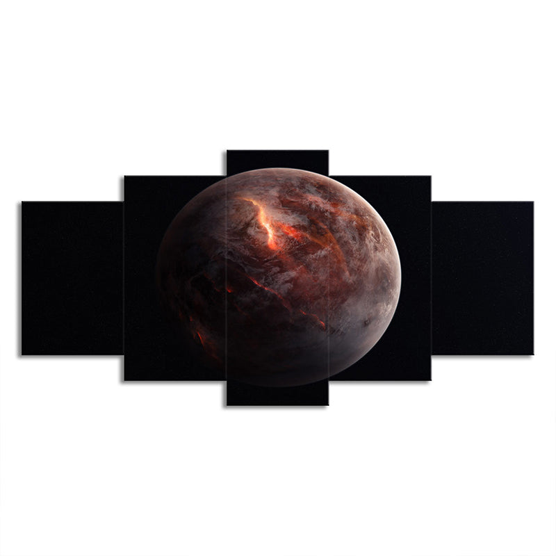 Red Planet Sphere Canvas Print Outer Space Fictional Multi-Piece Wall Art for Bedroom Clearhalo 'Art Gallery' 'Canvas Art' 'Kids' Arts' 1708223