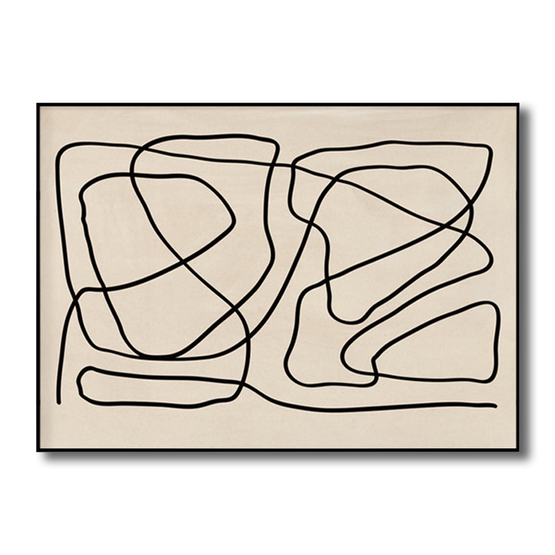 Chaos Line Canvas Wall Art Black and Beige Minimalism Wall Decor for Living Room Clearhalo 'Art Gallery' 'Canvas Art' 'Contemporary Art Gallery' 'Contemporary Art' 'Minimalism' 'Minimalist Art Gallery' 'Scandinavian' Arts' 1708230