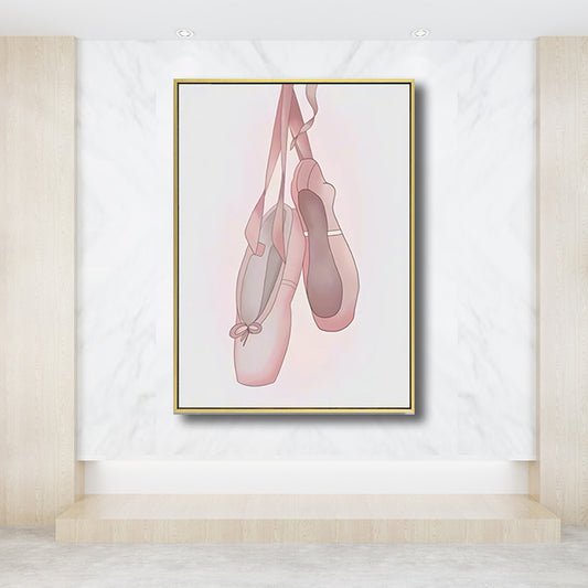 Ballet Shoes Wall Art Decor Textured Kids Style Girls Bedroom Canvas Print in Pink Clearhalo 'Art Gallery' 'Canvas Art' 'Kids' Arts' 1708234