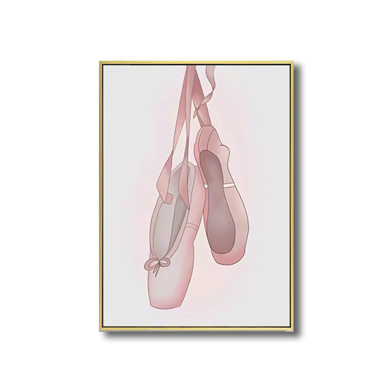 Ballet Shoes Wall Art Decor Textured Kids Style Girls Bedroom Canvas Print in Pink Clearhalo 'Art Gallery' 'Canvas Art' 'Kids' Arts' 1708236