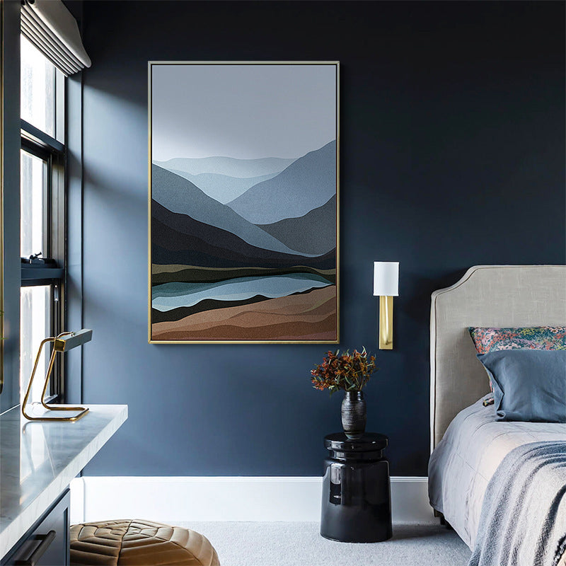 Canvas Textured Wall Decor Country Style Mountains Landscape Painting, Multiple Sizes Blue Clearhalo 'Art Gallery' 'Canvas Art' 'Country Art Gallery' 'French Country' 'Rustic' Arts' 1708258