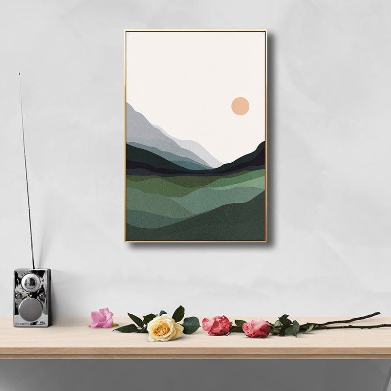 Canvas Textured Wall Decor Country Style Mountains Landscape Painting, Multiple Sizes Green Clearhalo 'Art Gallery' 'Canvas Art' 'Country Art Gallery' 'French Country' 'Rustic' Arts' 1708262