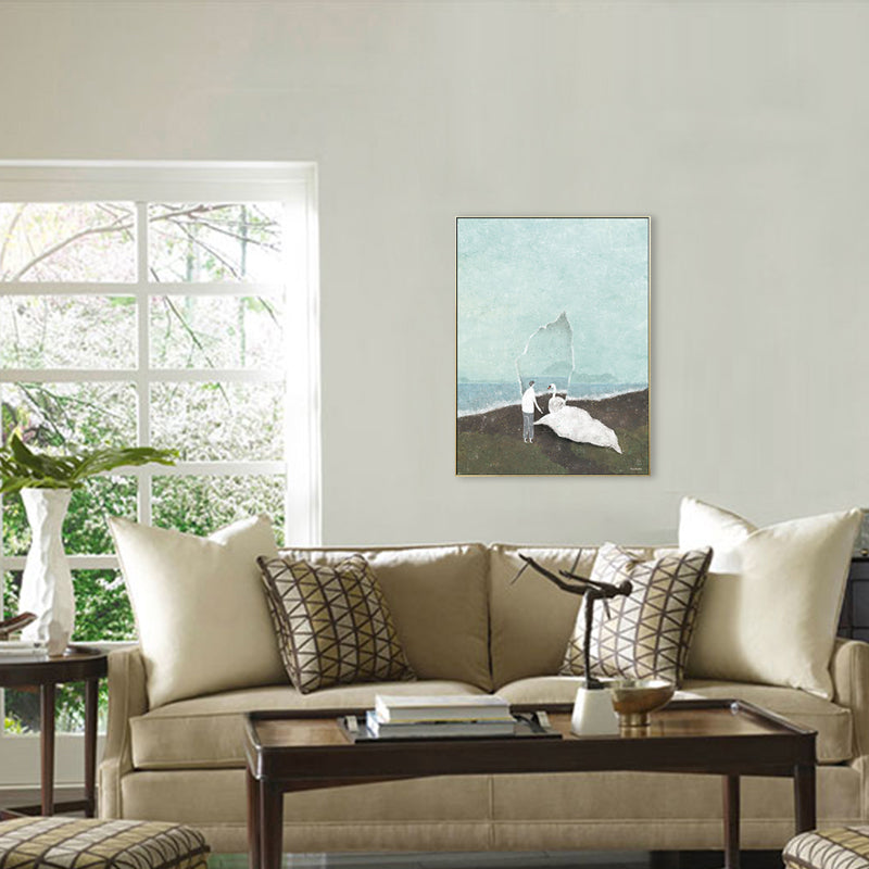 Figure and Animal Drawing Canvas Kids Textured Wall Art in Pastel Color for Room Clearhalo 'Art Gallery' 'Canvas Art' 'Kids' Arts' 1708311